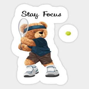 BEAR PLAYING TENNIS Sticker